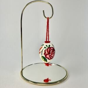 Vintage Hand Painted Real Blown Hollow Egg Floral Ornament Hanging Flowers